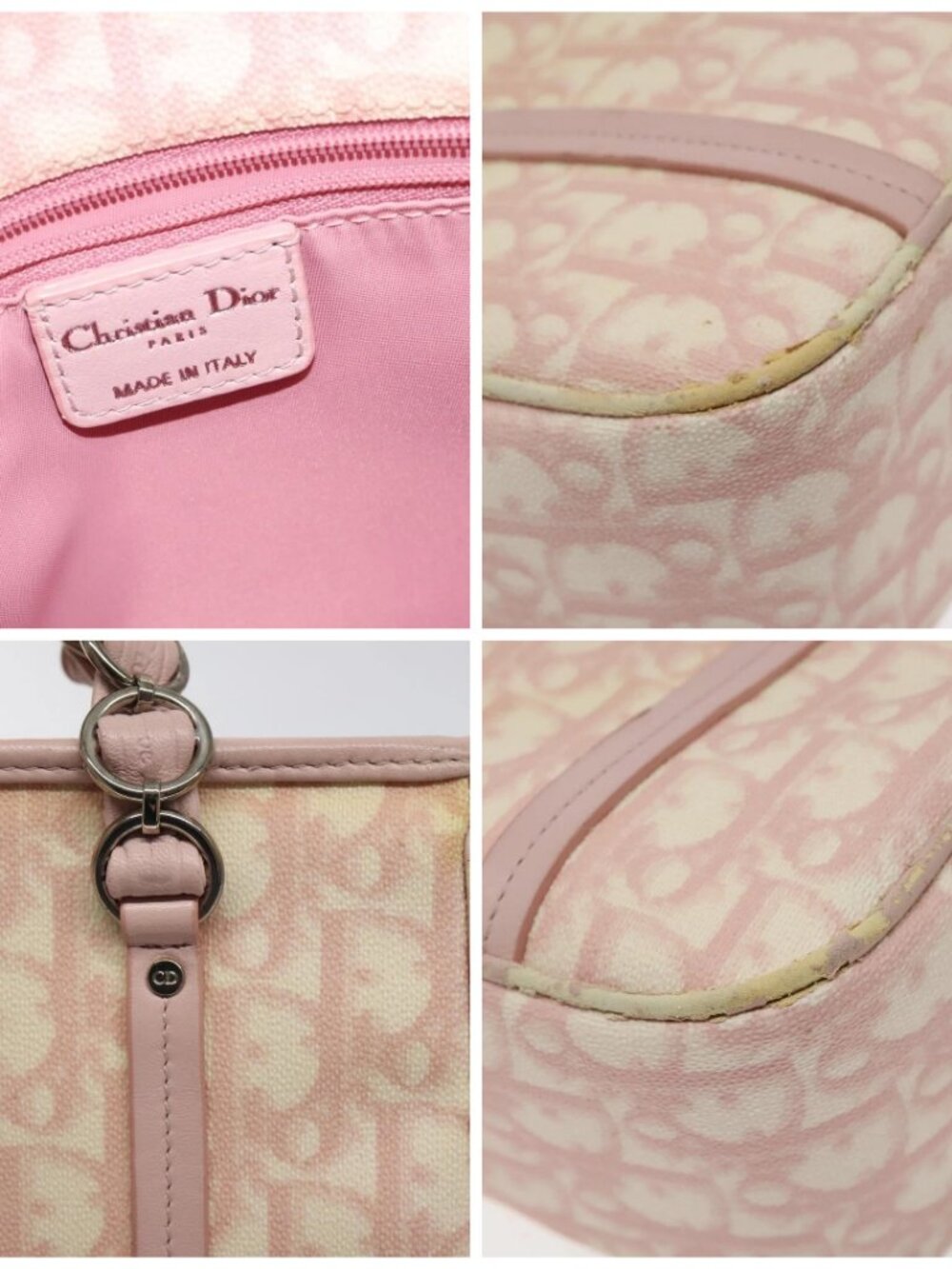 Christian Dior Trotter Canvas Romantic Chain Bag PVC Pink Silver - Picture 13 of 16